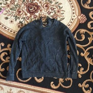 XS black stonewash lace up back sweatshirt